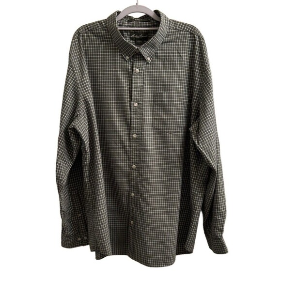 Eddie Bauer Green Relaxed Fit Long Sleeve Button Up Check Shirt Men's Sz XL - Picture 1 of 7